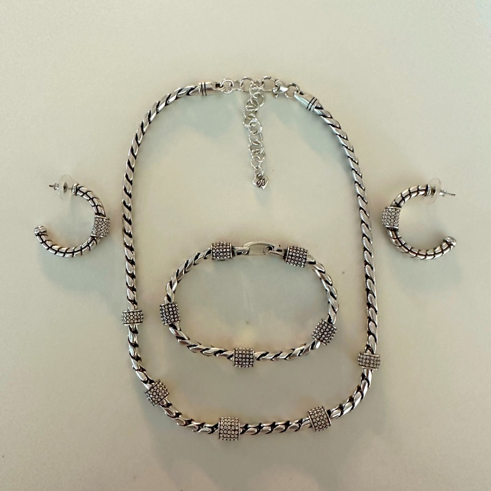 Brighton matching necklace, bracelet and earring set silver